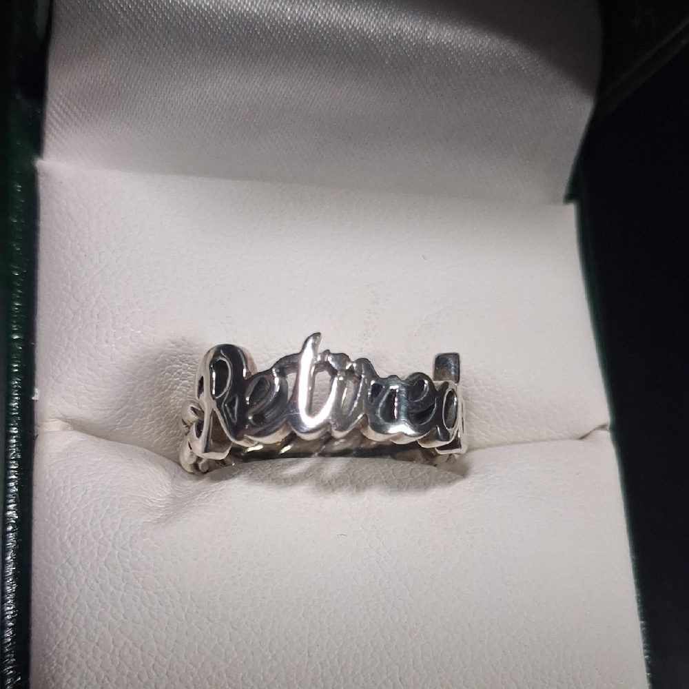 JAI Sterling Silver Retired Script Ring - Picture 3 of 14